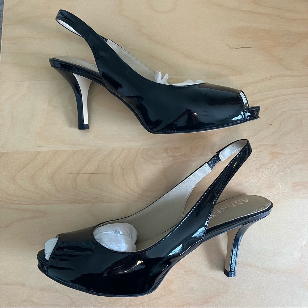 Andrew Stevens black patent leather Francesca heels, women’s size 7.5, worn once - Picture 4 of 14